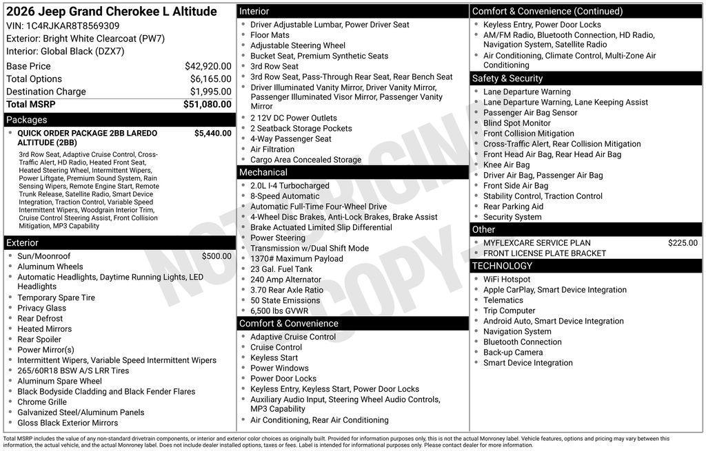 new 2026 Jeep Grand Cherokee L car, priced at $47,435
