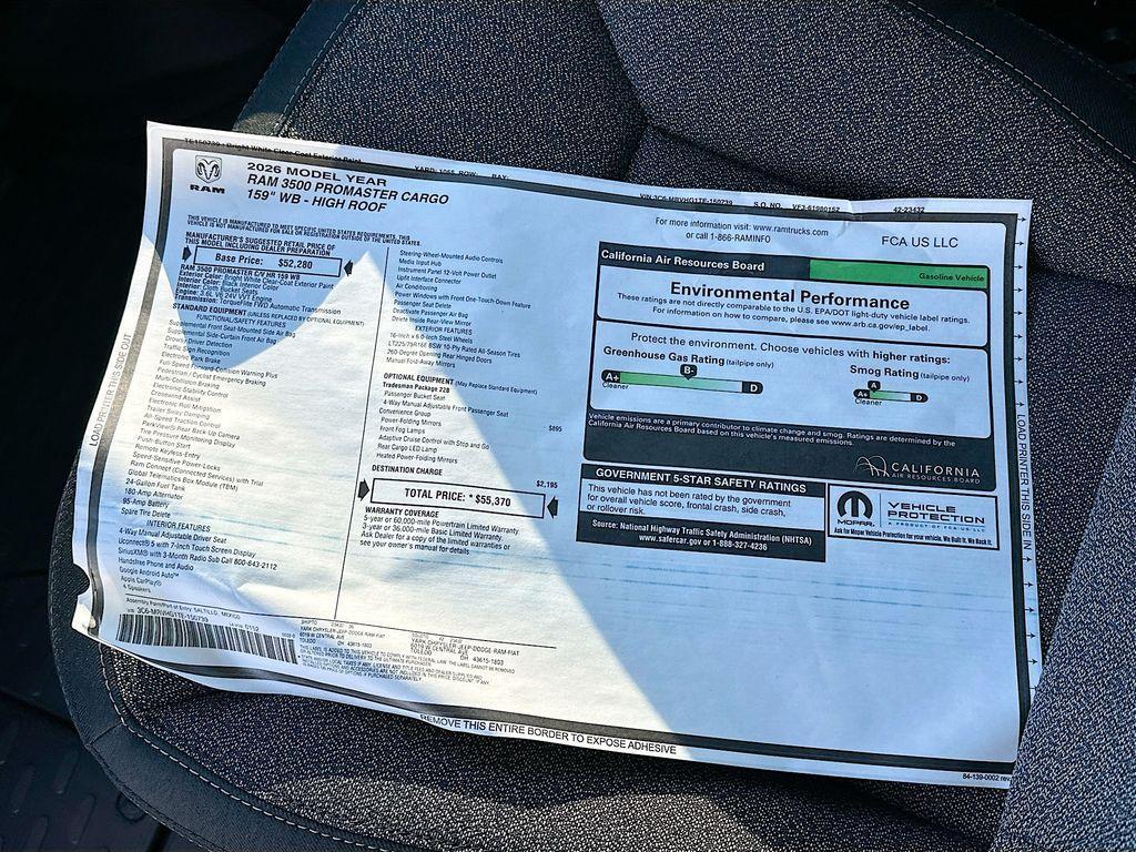 new 2026 Ram ProMaster 3500 car, priced at $42,570