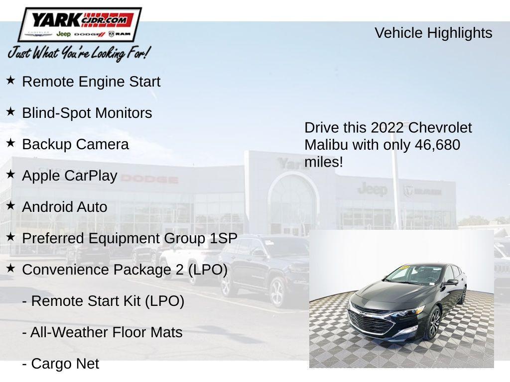 used 2022 Chevrolet Malibu car, priced at $20,500