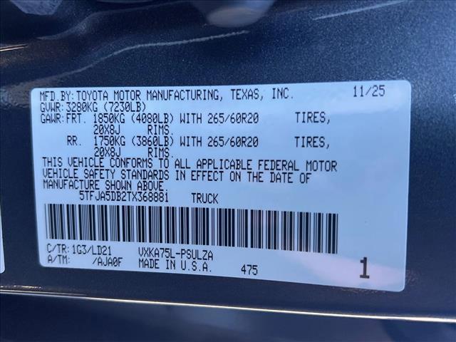 new 2026 Toyota Tundra car, priced at $63,932