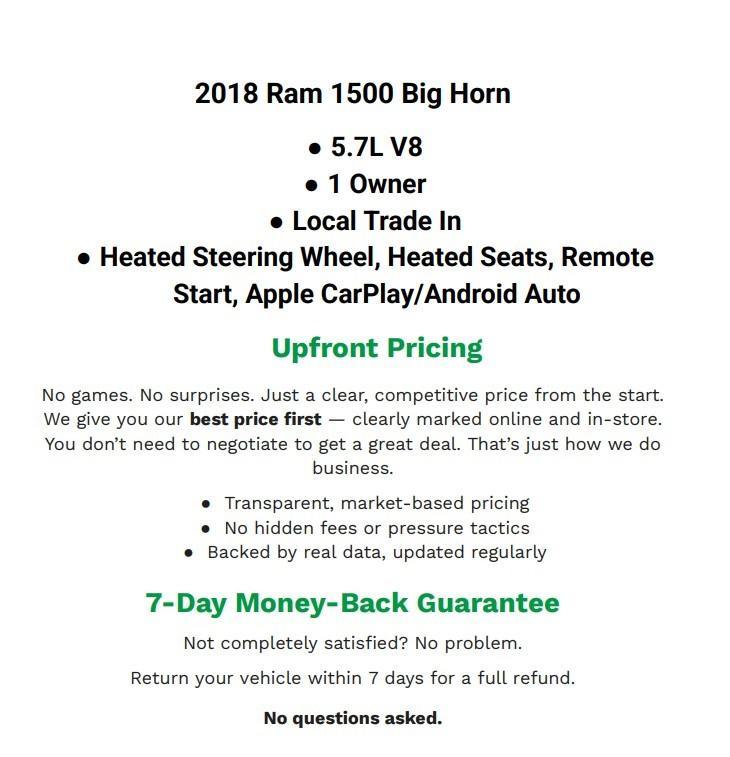 used 2018 Ram 1500 car, priced at $18,189