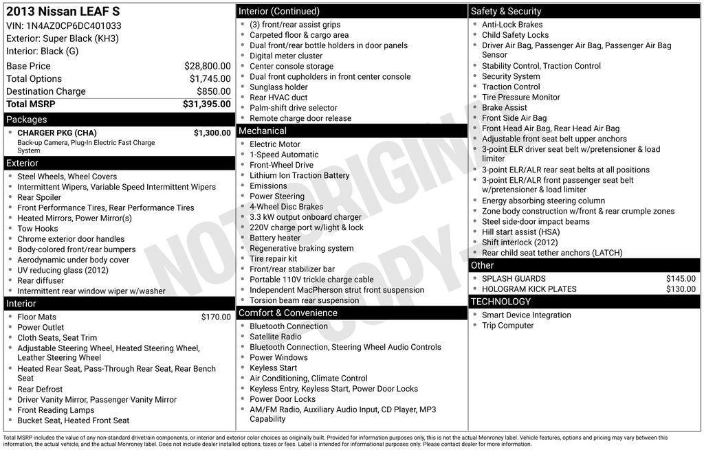used 2013 Nissan Leaf car, priced at $3,382