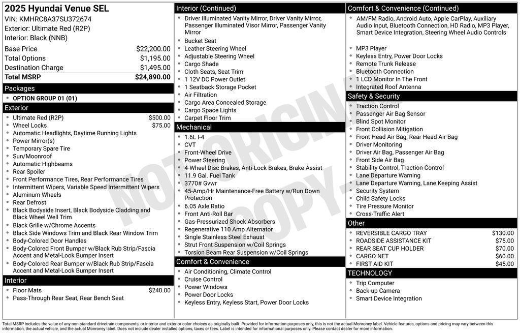 used 2025 Hyundai Venue car, priced at $21,468