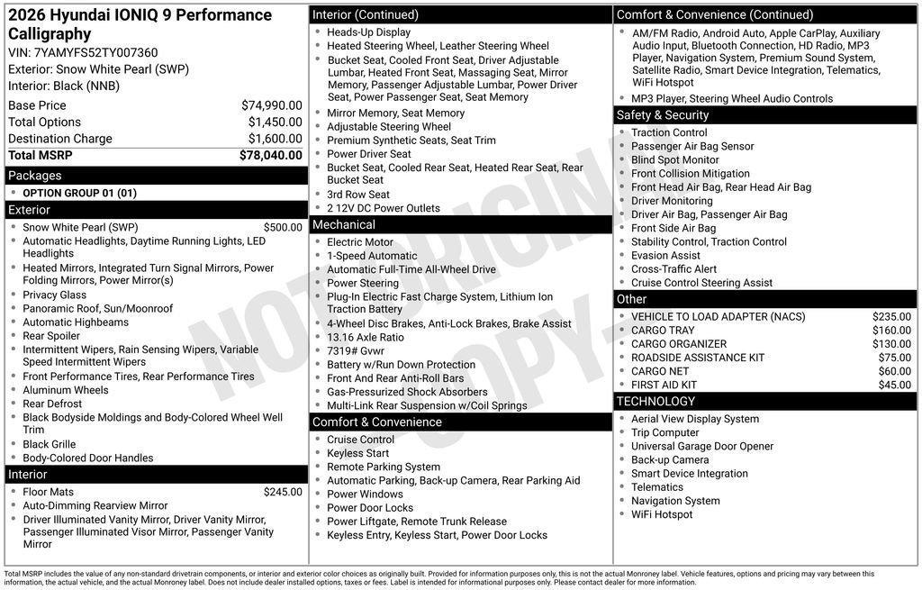 used 2026 Hyundai IONIQ 9 car, priced at $57,540