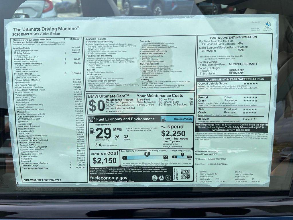 new 2026 BMW M340 car, priced at $77,150