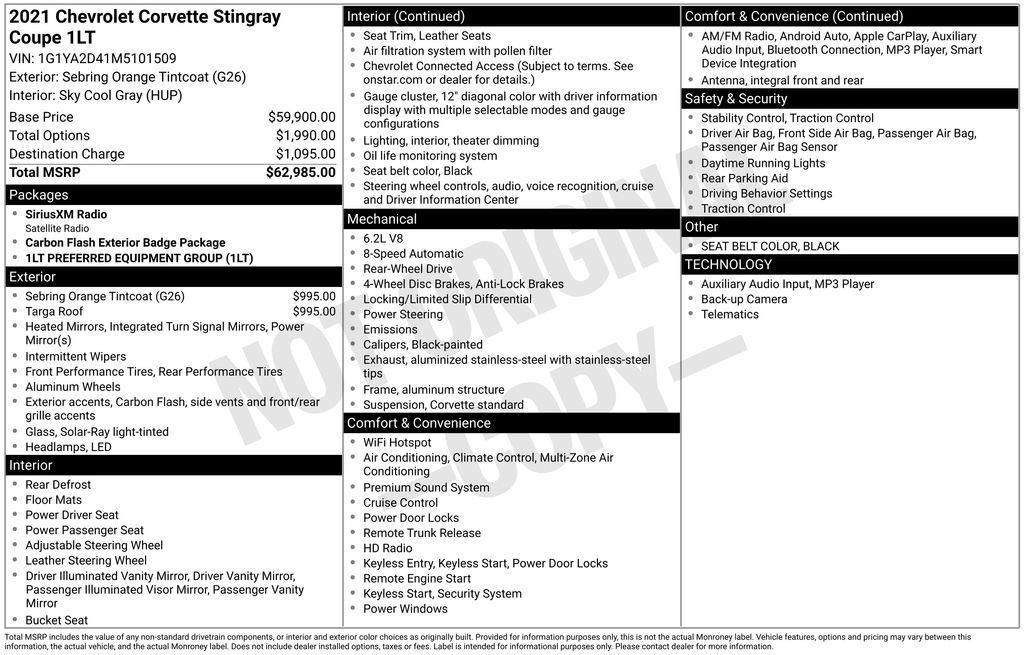 used 2021 Chevrolet Corvette car, priced at $63,004