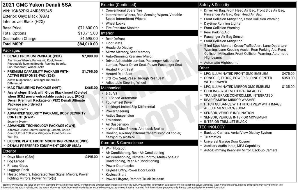 used 2021 GMC Yukon car, priced at $45,895