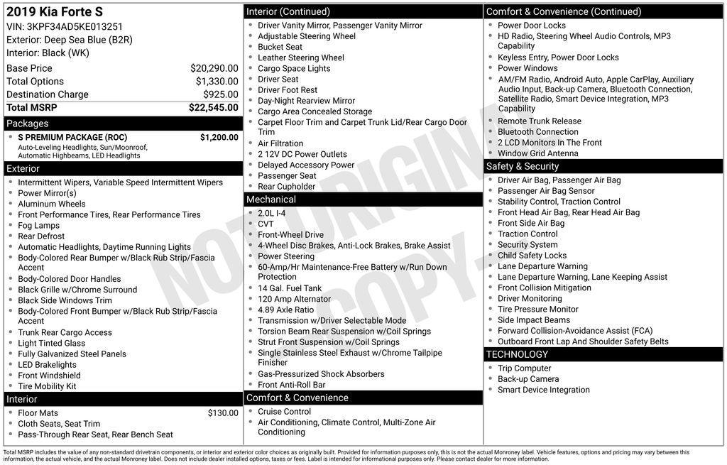 used 2019 Kia Forte car, priced at $12,197
