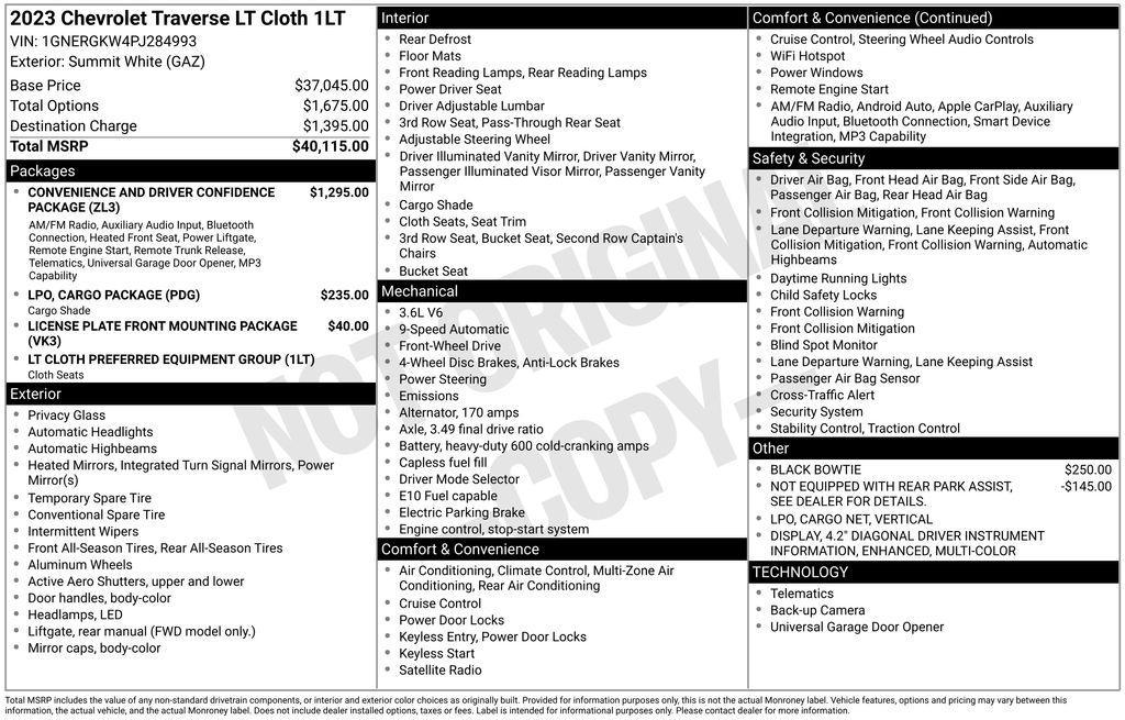 used 2023 Chevrolet Traverse car, priced at $23,136