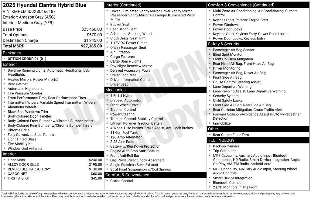 used 2025 Hyundai ELANTRA HEV car, priced at $17,821