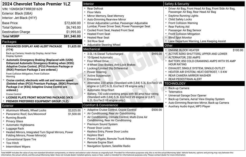 used 2024 Chevrolet Tahoe car, priced at $55,436