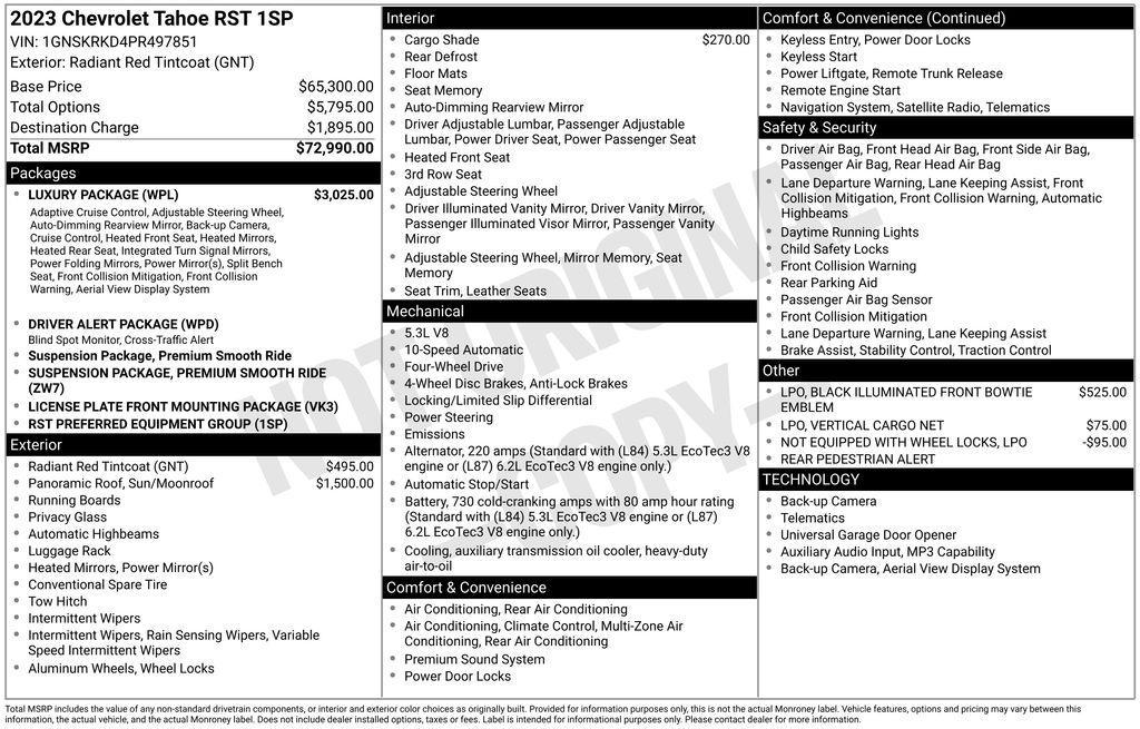used 2023 Chevrolet Tahoe car, priced at $52,741