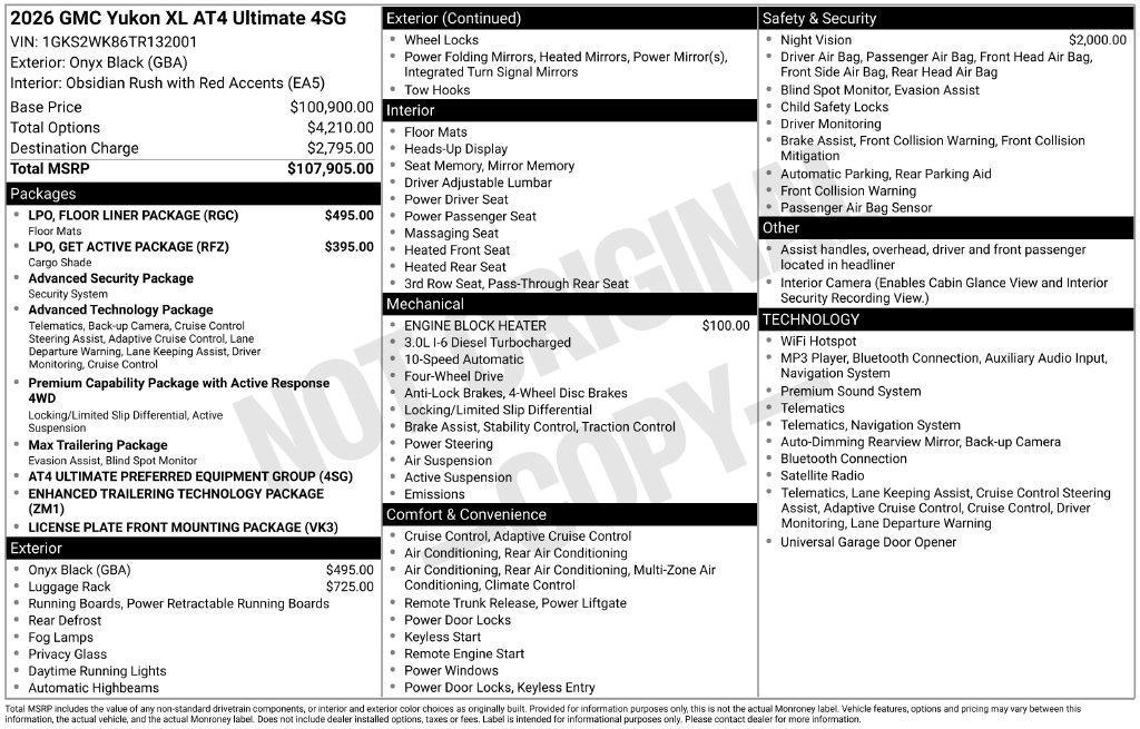 used 2026 GMC Yukon XL car, priced at $75,841