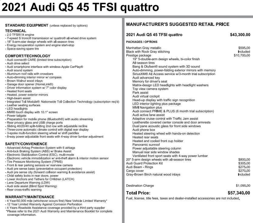 used 2021 Audi Q5 car, priced at $29,498