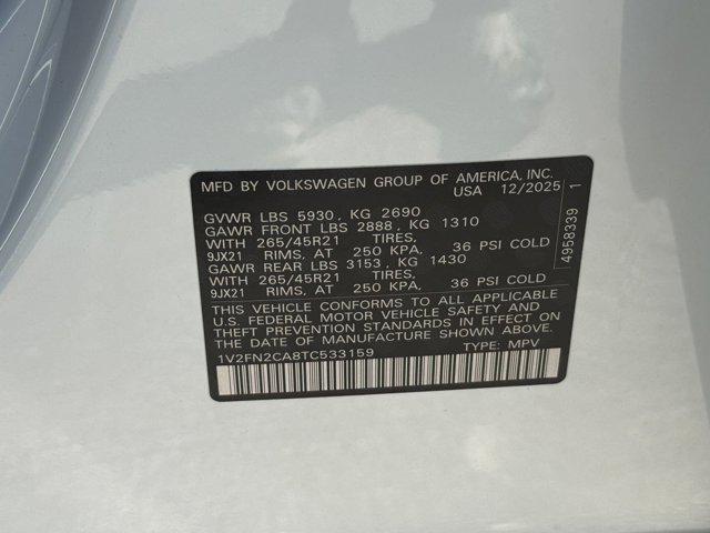 new 2026 Volkswagen Atlas car, priced at $56,481