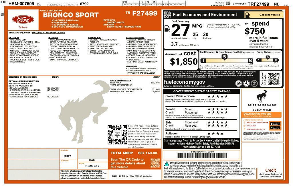 new 2026 Ford Bronco Sport car, priced at $36,116