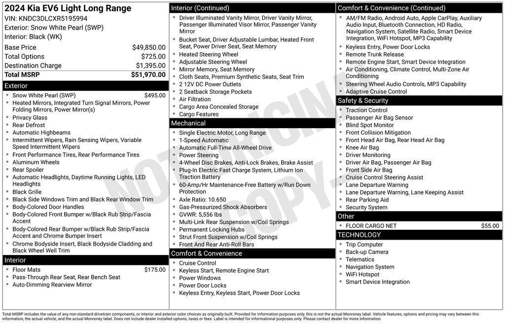 used 2024 Kia EV6 car, priced at $31,500