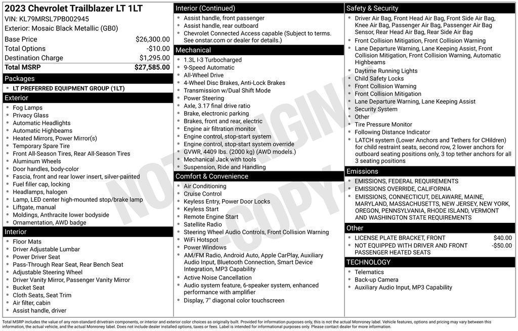 used 2023 Chevrolet TrailBlazer car, priced at $17,500