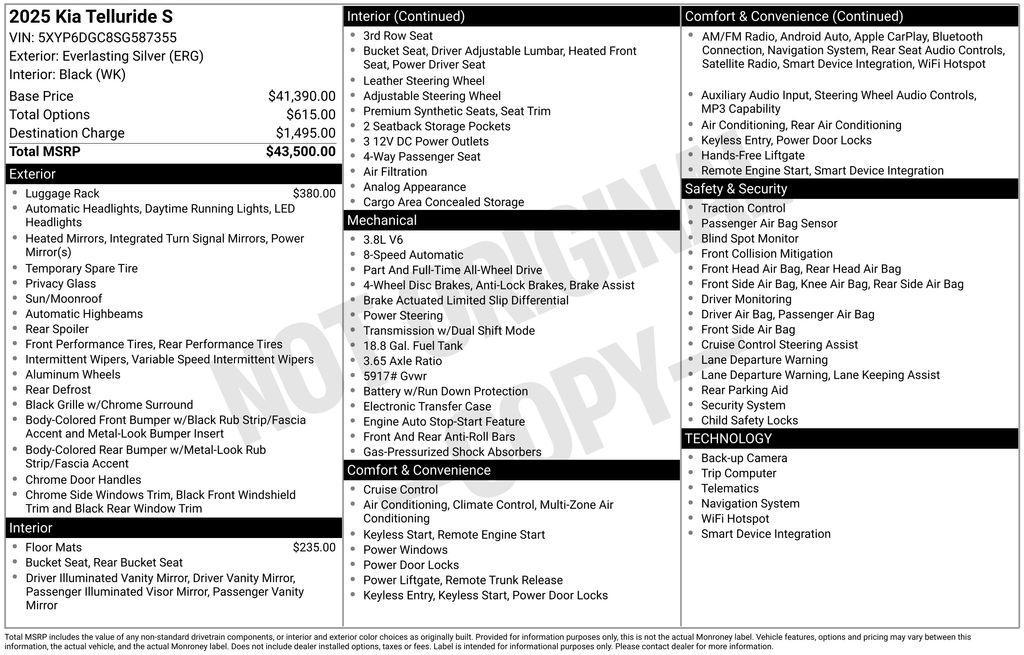 used 2025 Kia Telluride car, priced at $38,000
