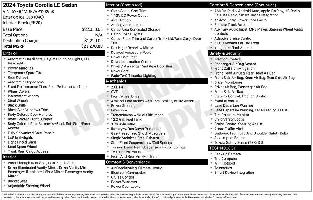 used 2024 Toyota Corolla car, priced at $18,996