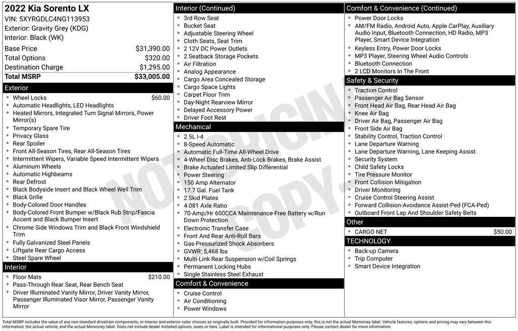 used 2022 Kia Sorento car, priced at $18,998