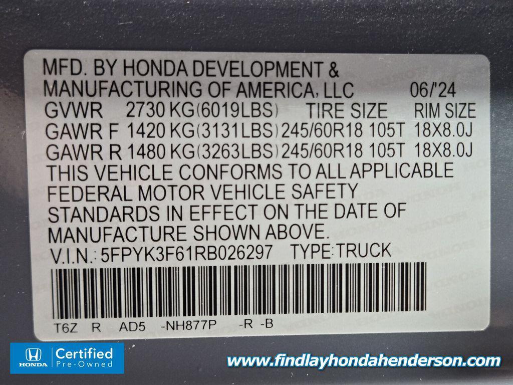 used 2024 Honda Ridgeline car, priced at $34,483