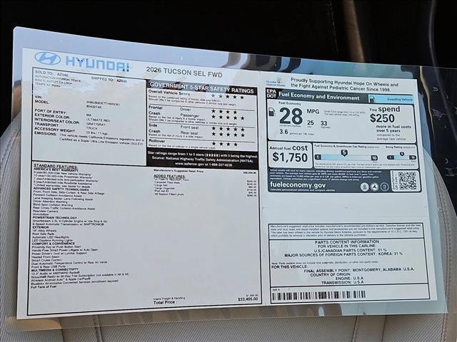 new 2026 Hyundai Tucson car, priced at $32,513