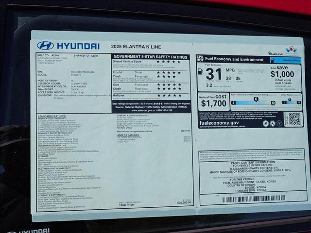 new 2025 Hyundai Elantra car, priced at $25,770