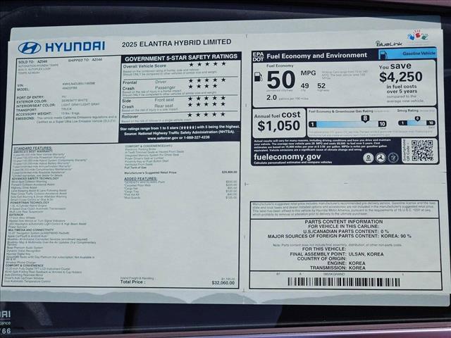 new 2025 Hyundai ELANTRA HEV car, priced at $27,000