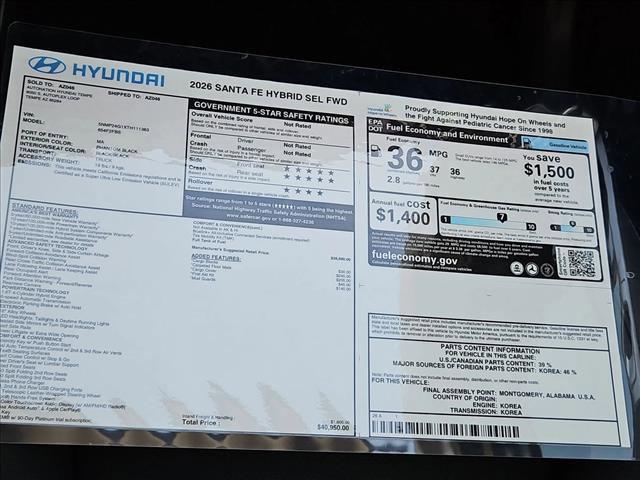 new 2026 Hyundai Santa Fe car, priced at $40,113