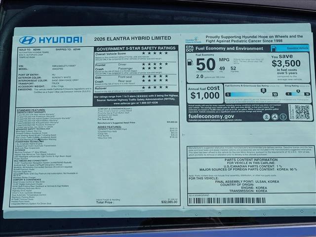new 2026 Hyundai ELANTRA HEV car, priced at $31,824