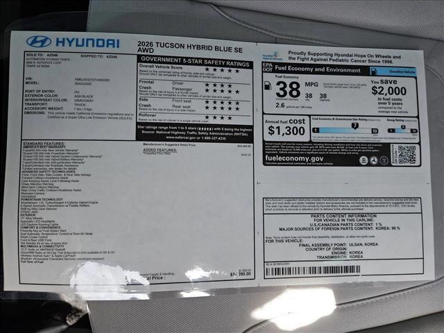 new 2026 Hyundai TUCSON Hybrid car, priced at $35,020