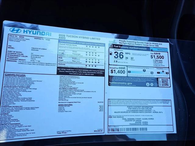 new 2026 Hyundai TUCSON Hybrid car, priced at $43,516