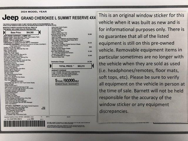 used 2024 Jeep Grand Cherokee L car, priced at $55,988