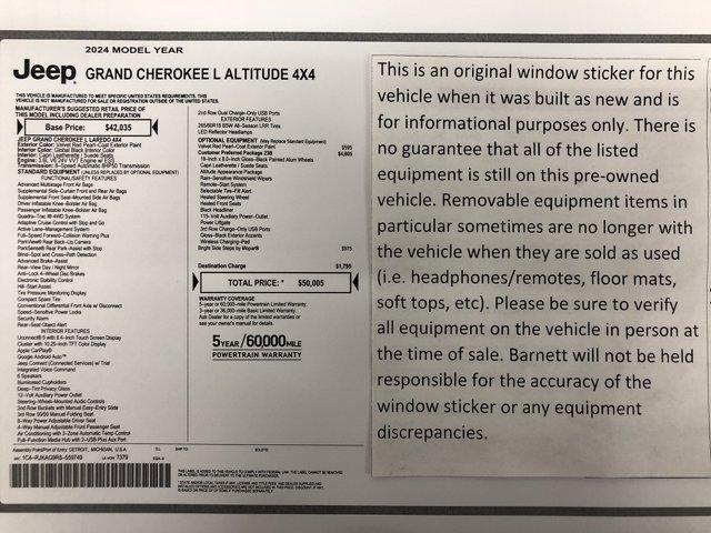 used 2024 Jeep Grand Cherokee L car, priced at $33,988