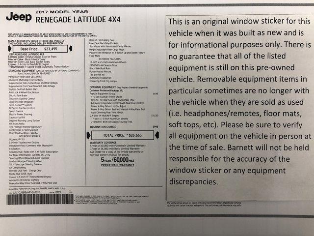 used 2017 Jeep Renegade car, priced at $10,988