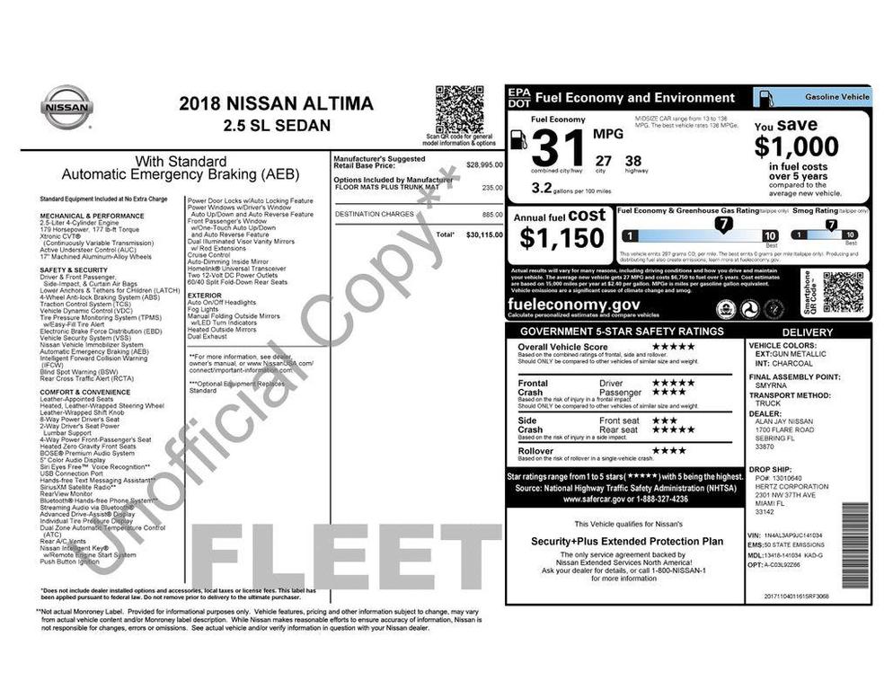 used 2018 Nissan Altima car, priced at $11,887