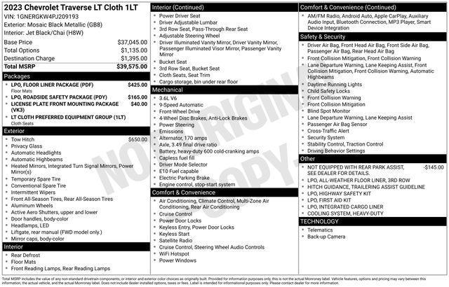 used 2023 Chevrolet Traverse car, priced at $24,995