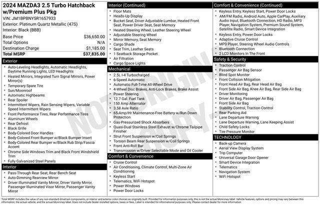 used 2024 Mazda Mazda3 car, priced at $29,995