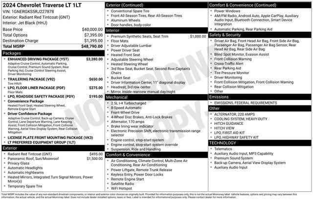 used 2024 Chevrolet Traverse car, priced at $33,395