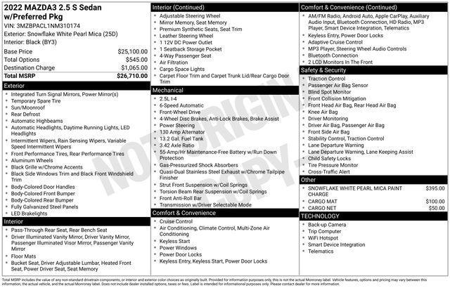 used 2022 Mazda Mazda3 car, priced at $21,495