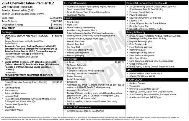 used 2024 Chevrolet Tahoe car, priced at $69,495