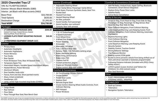 used 2025 Chevrolet Trax car, priced at $22,350