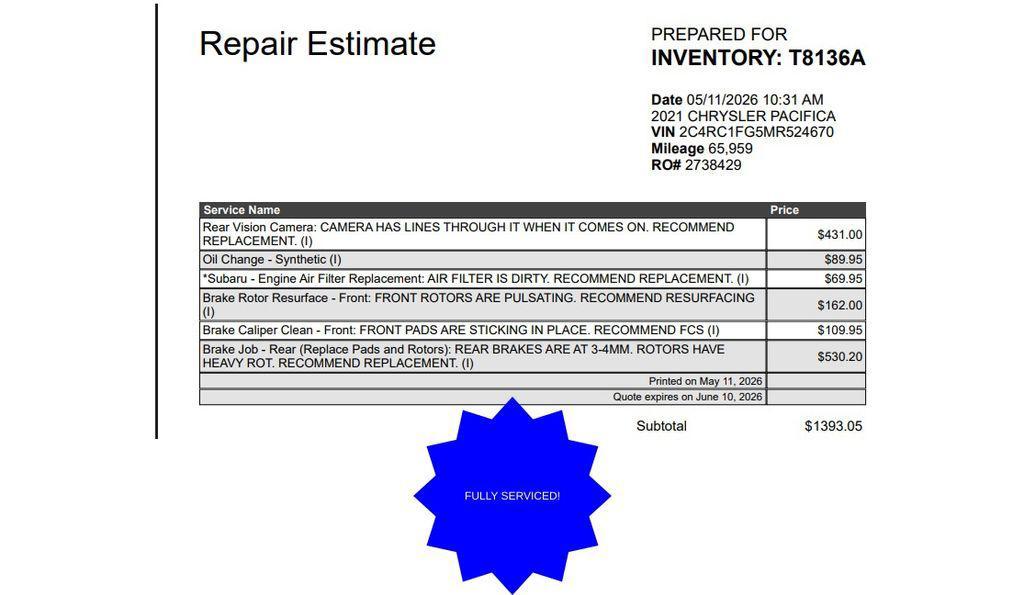 used 2021 Chrysler Pacifica car, priced at $22,557