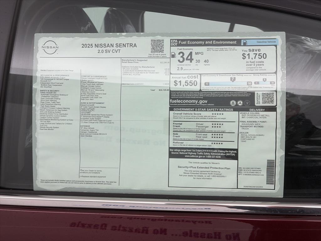 new 2025 Nissan Sentra car, priced at $24,125