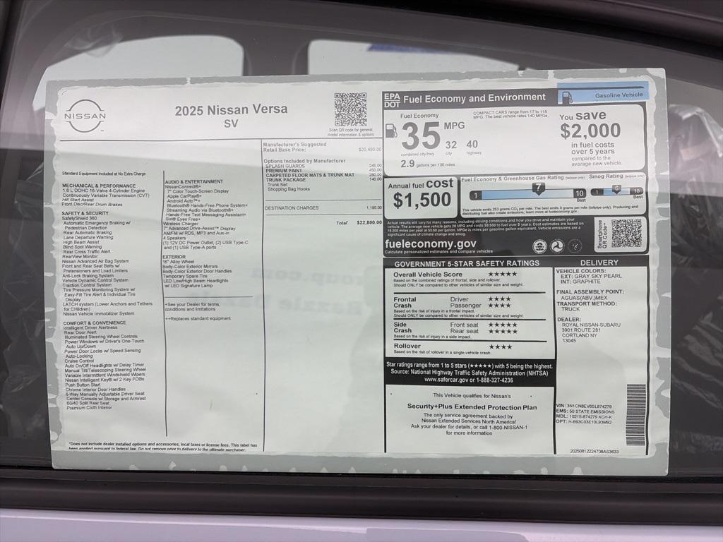 new 2025 Nissan Versa car, priced at $21,800