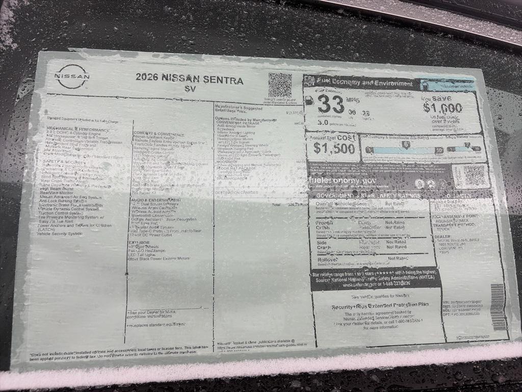 new 2026 Nissan Sentra car, priced at $26,795