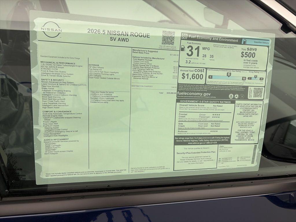 new 2026 Nissan Rogue car, priced at $35,095