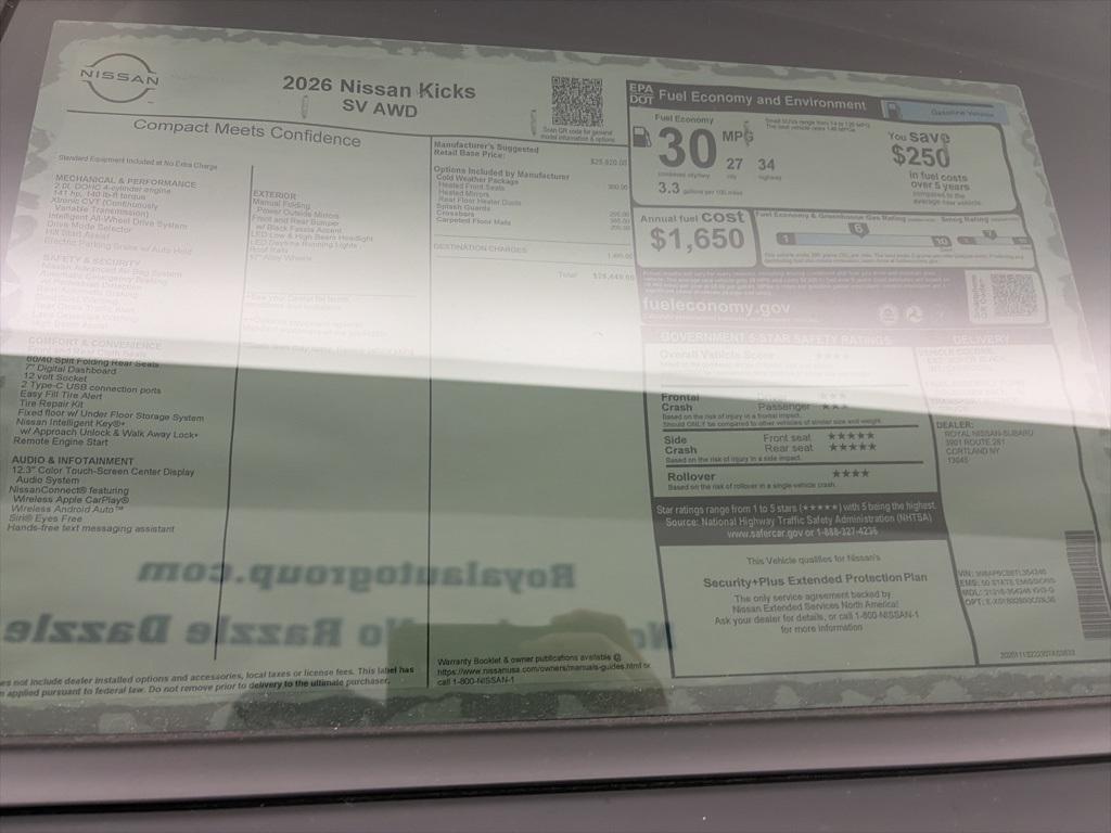 new 2026 Nissan Kicks car, priced at $28,440