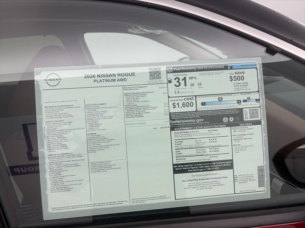 new 2026 Nissan Rogue car, priced at $43,910